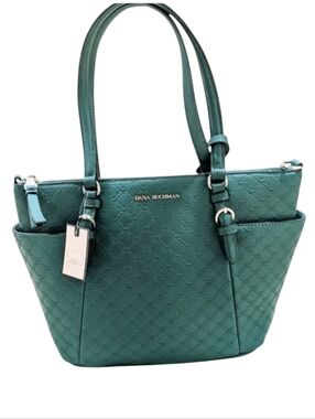 Dana Buchman Green Quilted Tote Bag